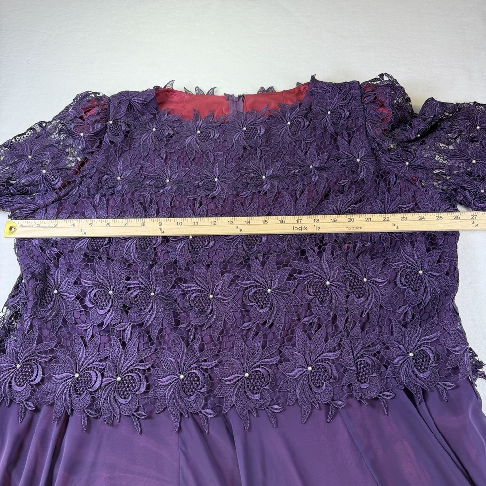 Caterina Collection Purple Lace Chiffon Dress Women's Long Plus size 24w Formal - Picture 10 of 16